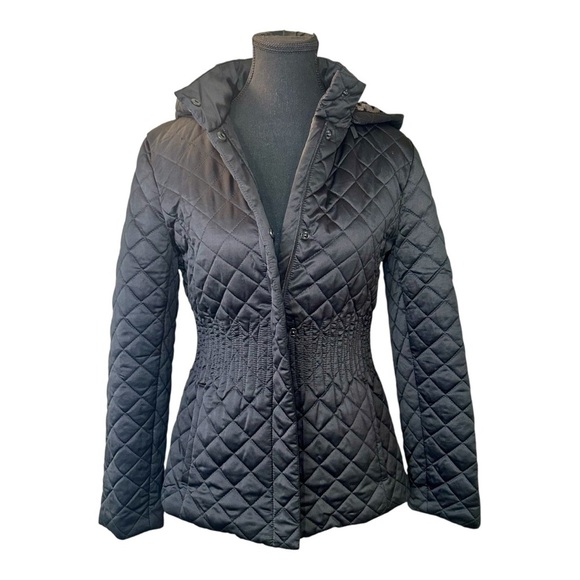 Calvin Klein Diamond Quilted Black Women's Hooded Jacket, Size Small - Picture 1 of 7